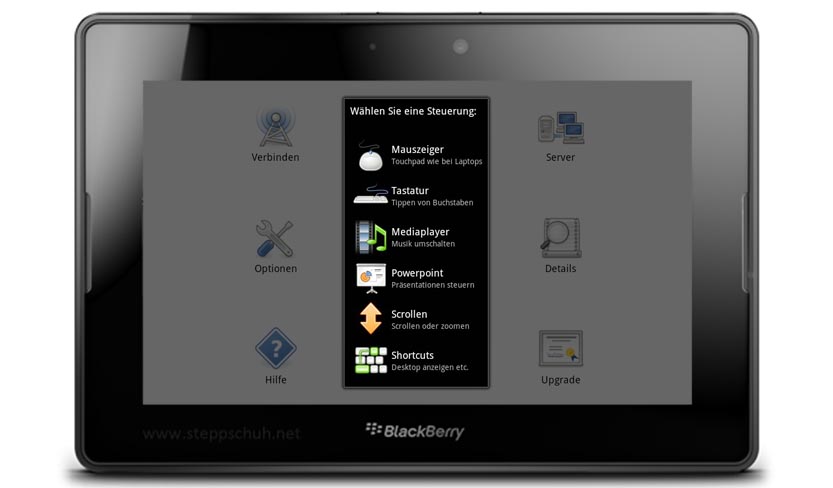 Remote Control Collection auf dem BlackBerry PlayBook
